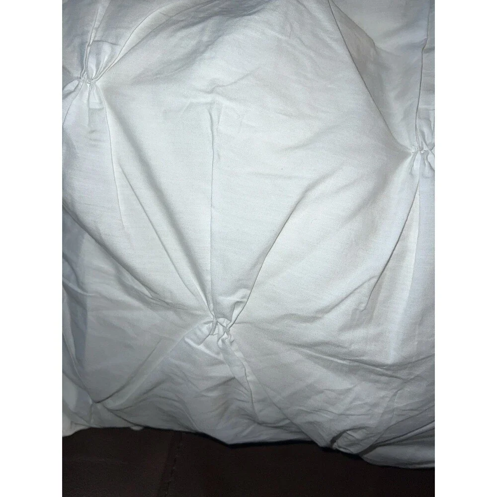 West Elm Pintuck Organic Cotton Pillowcase Sham Lot of 3 Standard White Coastal